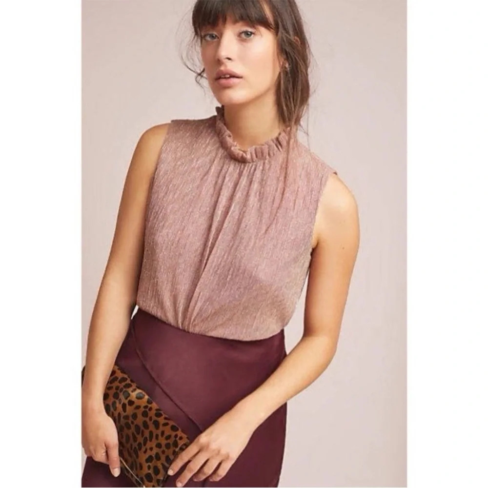 NWT Anthropologie Eri + Pink/Rose Metallic Ali Ciana Sleeveless Top Medium